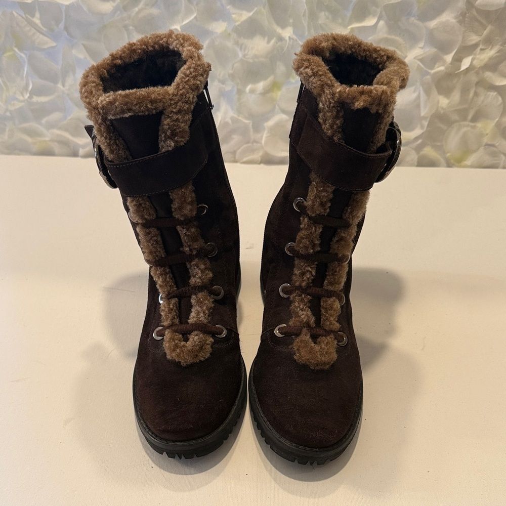 Stuart Weitzman Dark Brown Suede Winter Boots
